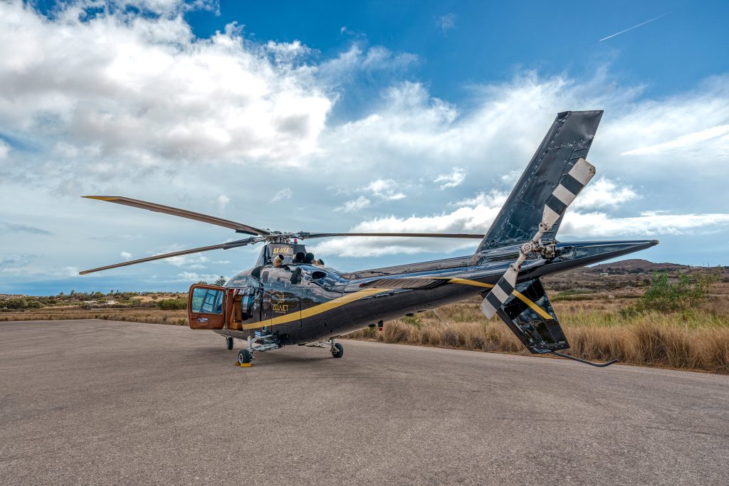 Agusta 109C Helicopter view at airport